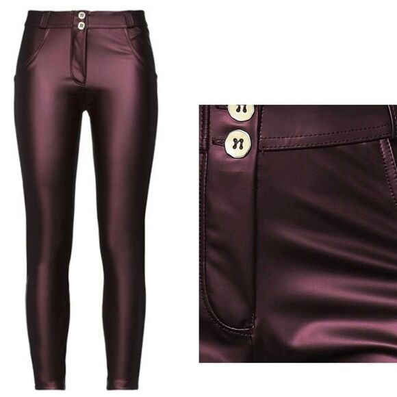 Freddy WR.UP metallic purple faux leather vegan leggings Sz M NWT RARE